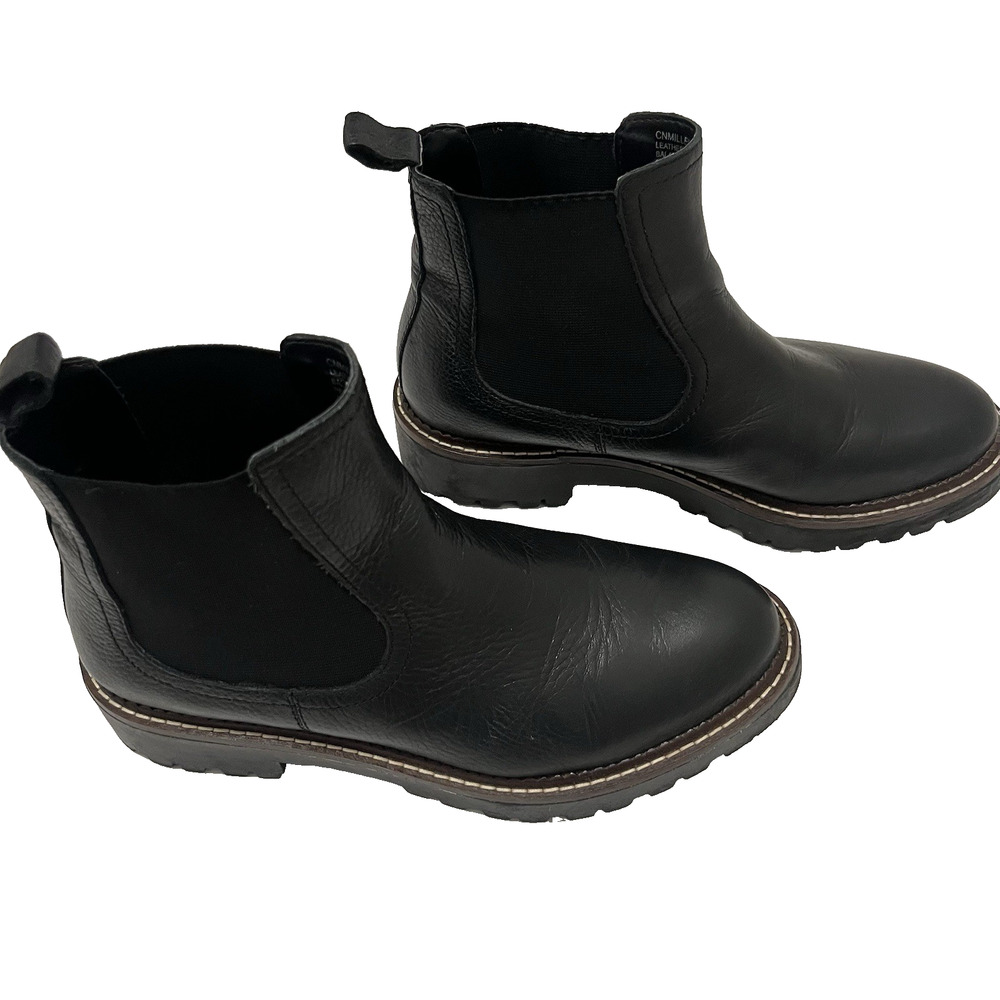 Caslon Miller Chelsea Water-Resistant Lug Ankle Boot Size 6.5 Black Leather
